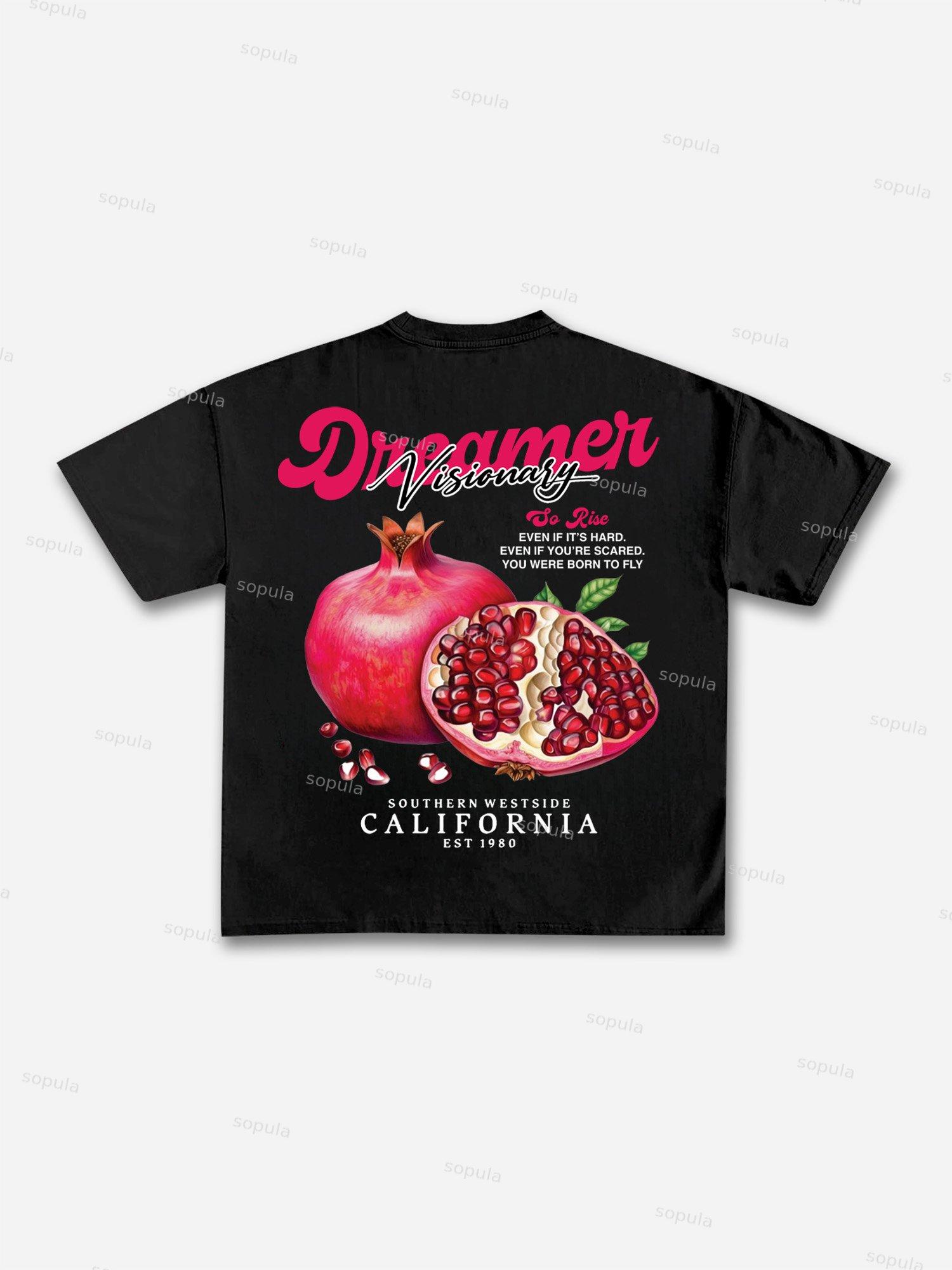 Tropical Fruits Love Your Dreams Vintage Graphic Cotton T-shirt Product Image