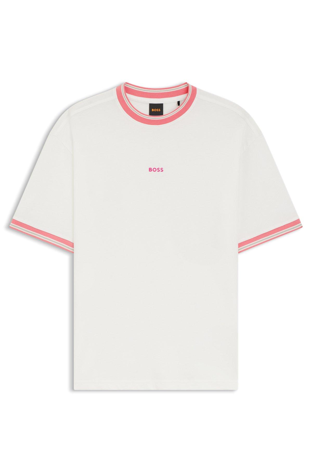Relaxed-fit T-shirt in cotton with striped trims Product Image