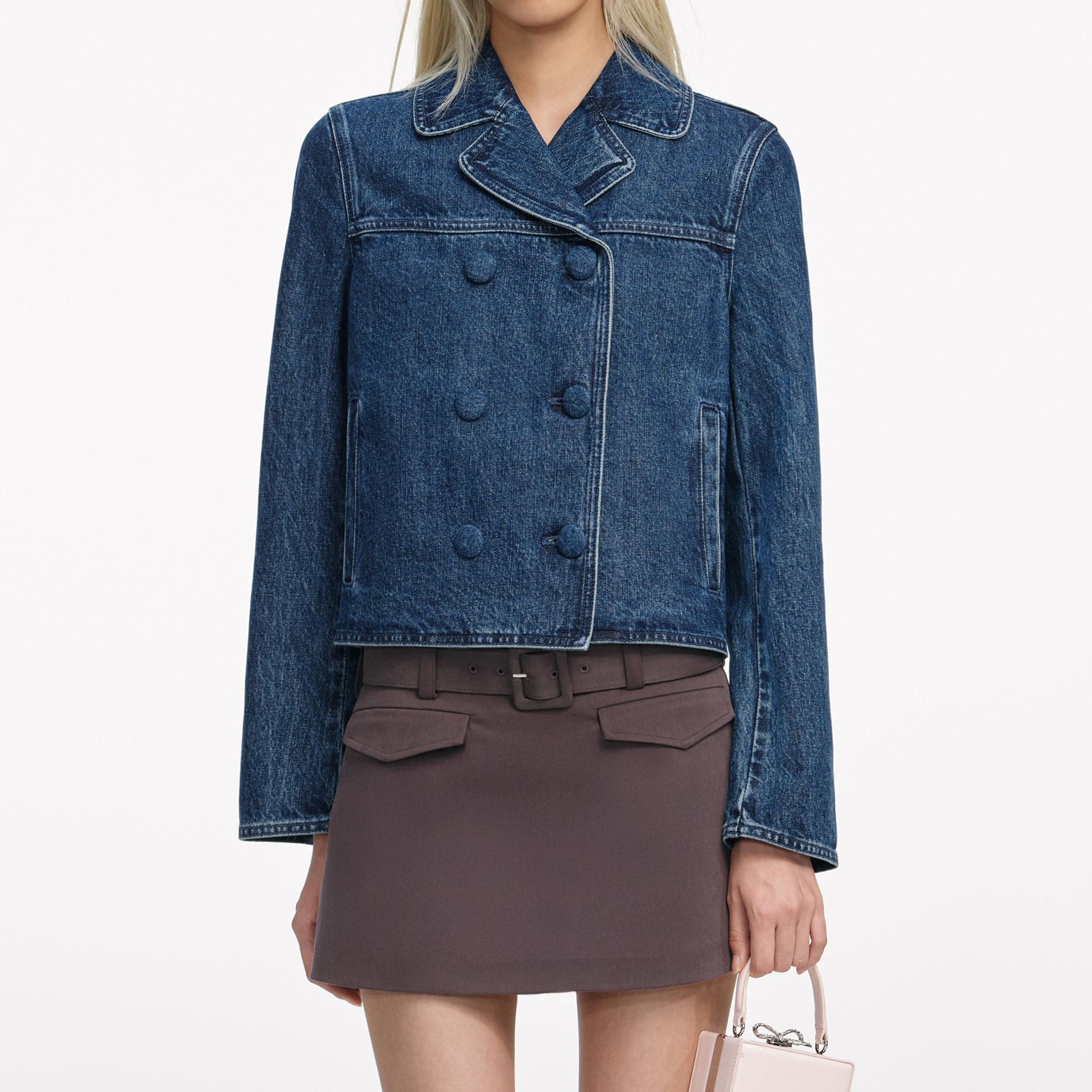 Double Breasted Denim Jacket Product Image