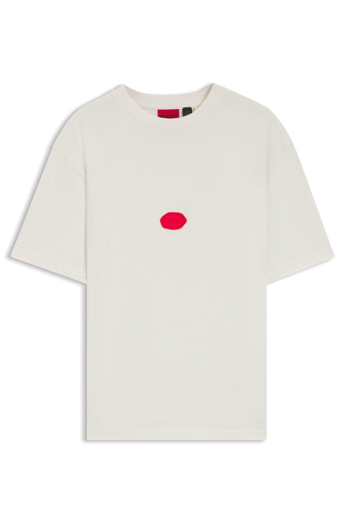 Cotton-jersey T-shirt with wax-stamp logo Product Image