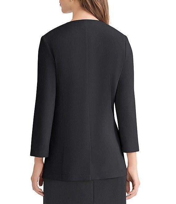 Ming Wang Stretch Deco Crepe V-Neck Split Bracelet Sleeve Tailored Jacket Product Image