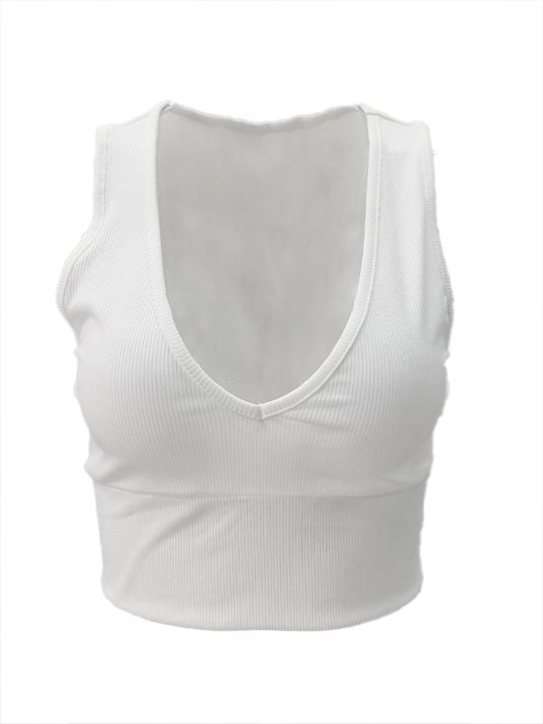 Solid V Neck Cropped Tank Top Product Image