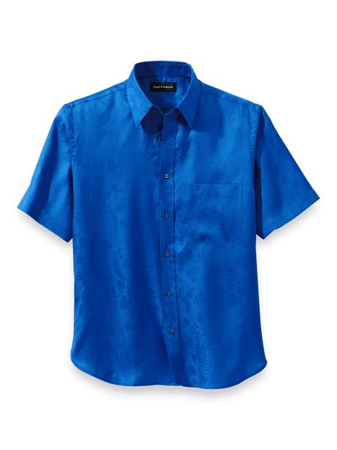 Lyocell Solid Jacquard Casual Shirt - Blue Product Image