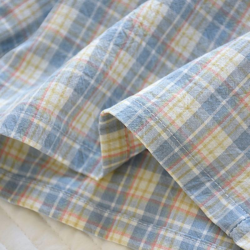 Drawstring Waist Plaid Lounge Shorts Product Image