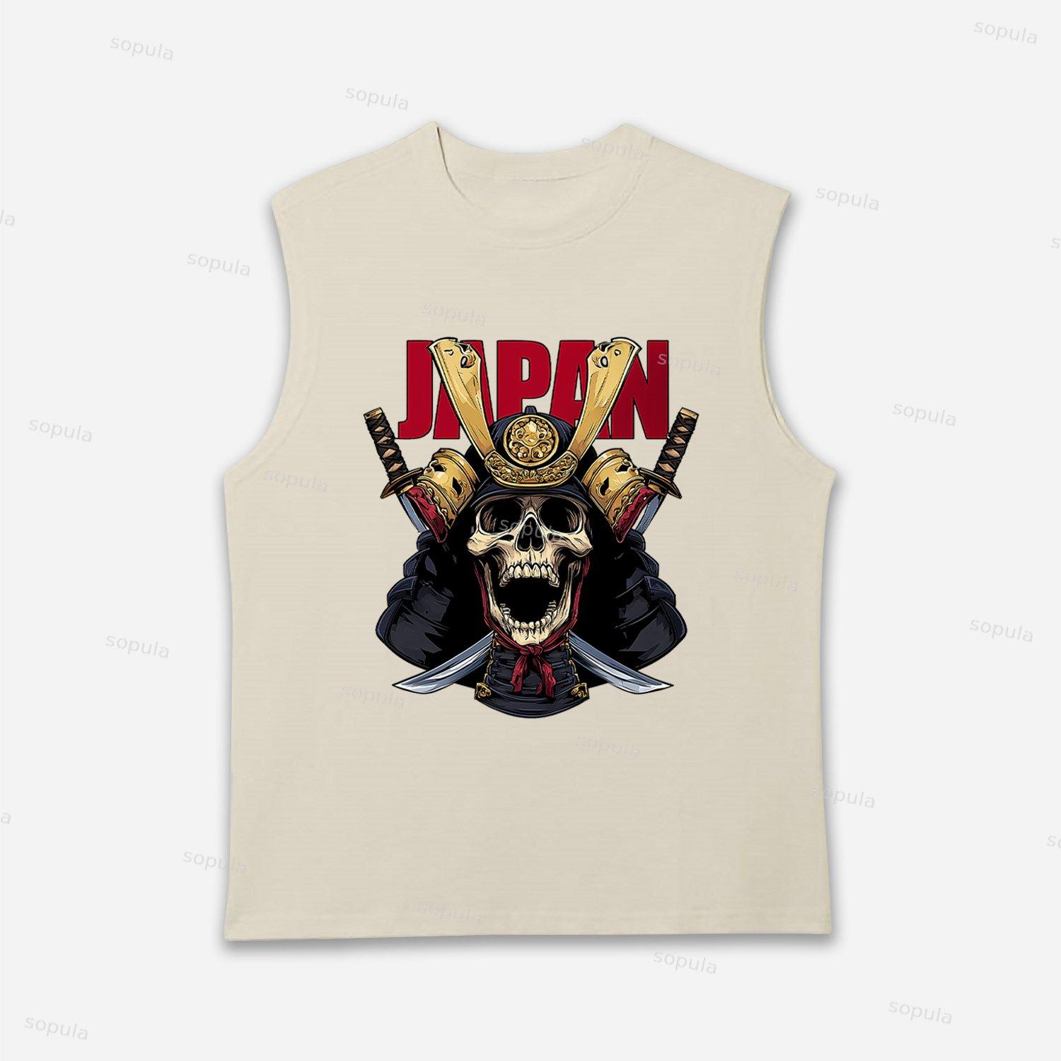 Japan Samurai Helmet Skull Sleeveless Shirts Tank Top Product Image