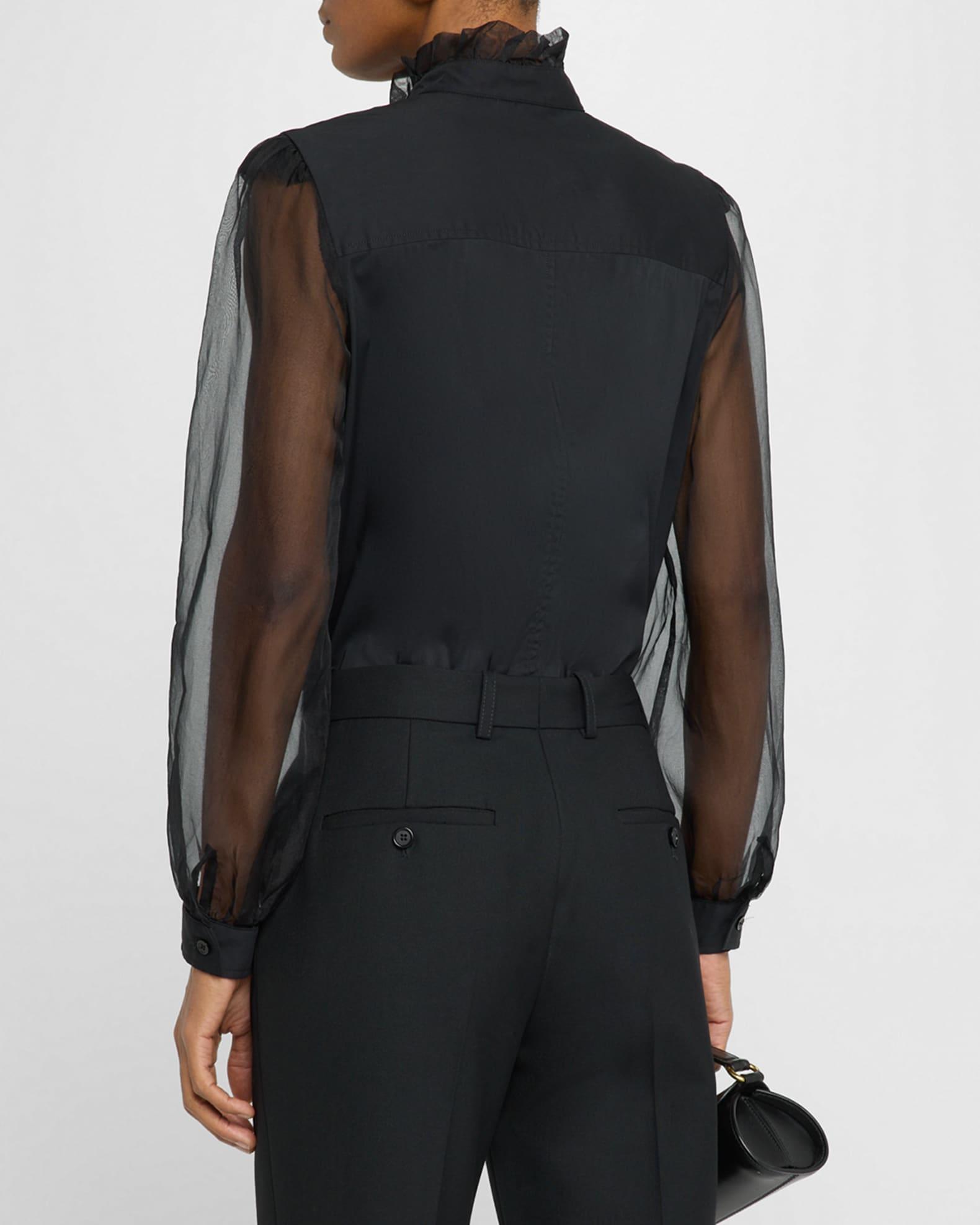 Mystie Ruffle Organza-Sleeve Shirt Product Image