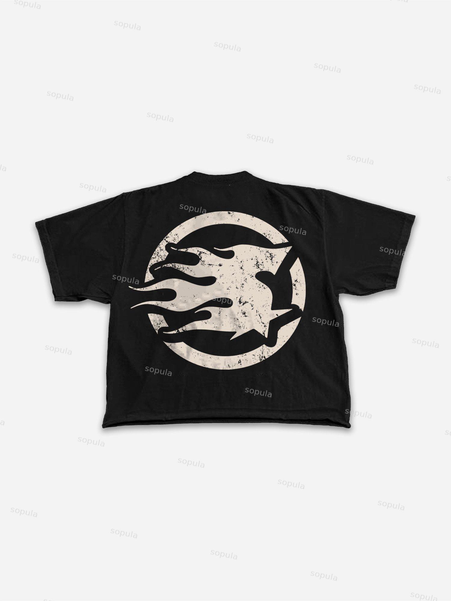 Sopula Basic Vintage Alphabet Graphic Cropped T-shirt Product Image