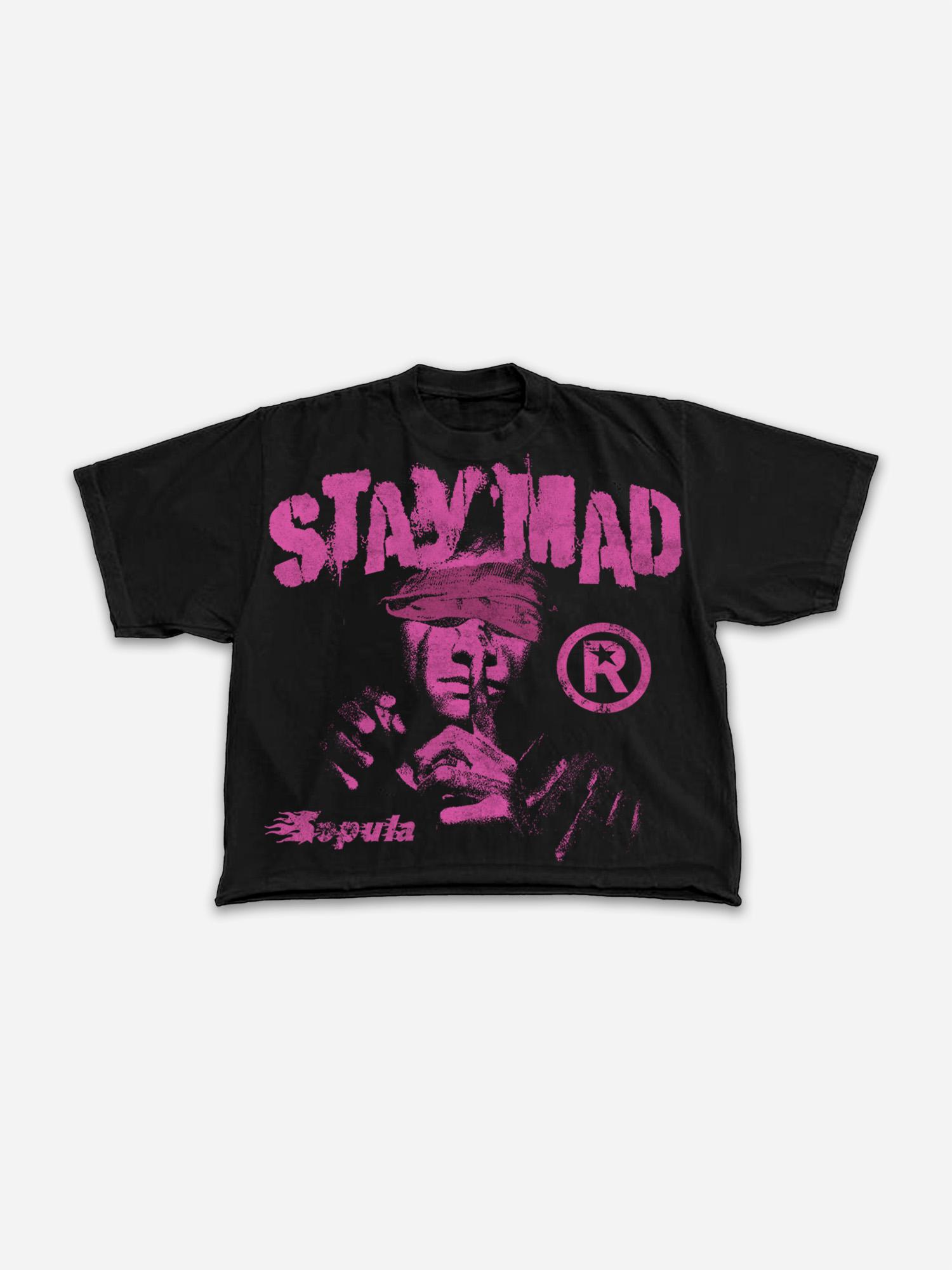 Stay Mad Vintage Figure Graphic Cropped T-shirt Product Image