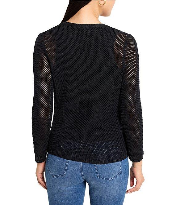 NIC + ZOE Open Mesh Knit Cocoon Open Front Long Sleeve Cardigan Product Image