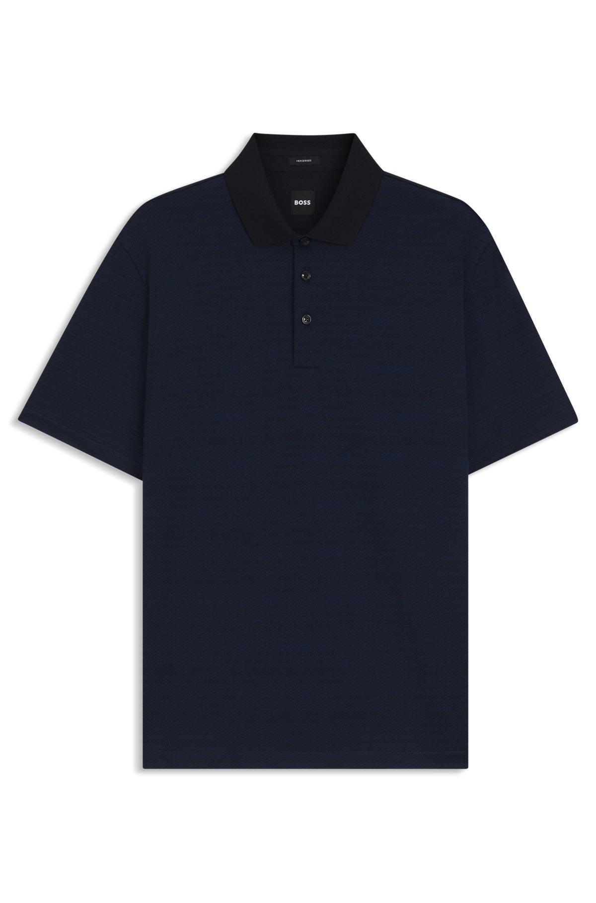 Grid-pattern polo shirt in mercerised cotton Product Image