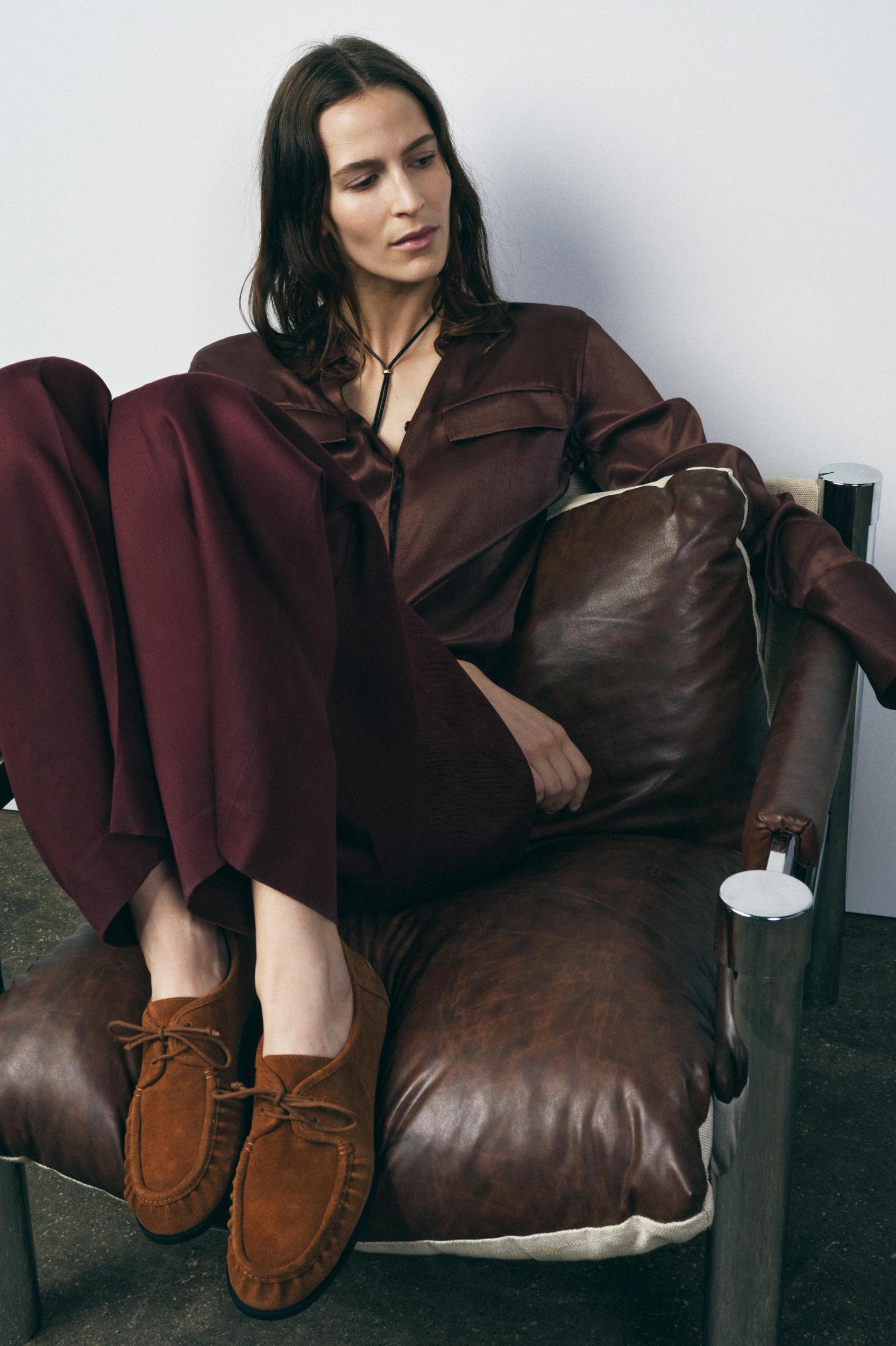 SOFT SUEDE LACED LOAFERS Product Image