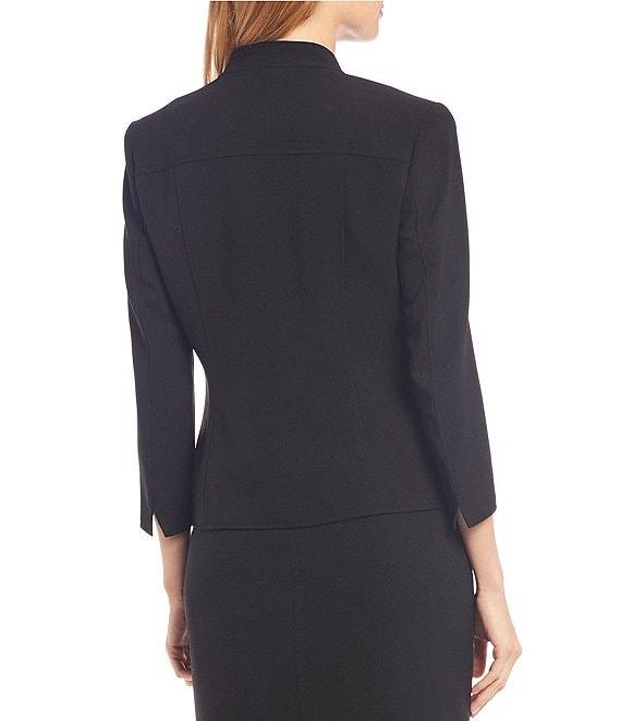 Anne Klein Stretch Crepe Seamed 3/4 Sleeve Open Front Jacket Product Image