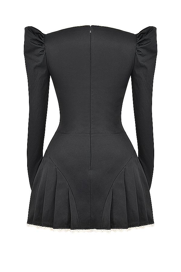 Larisa  black & cream pleated mini dress Product Image