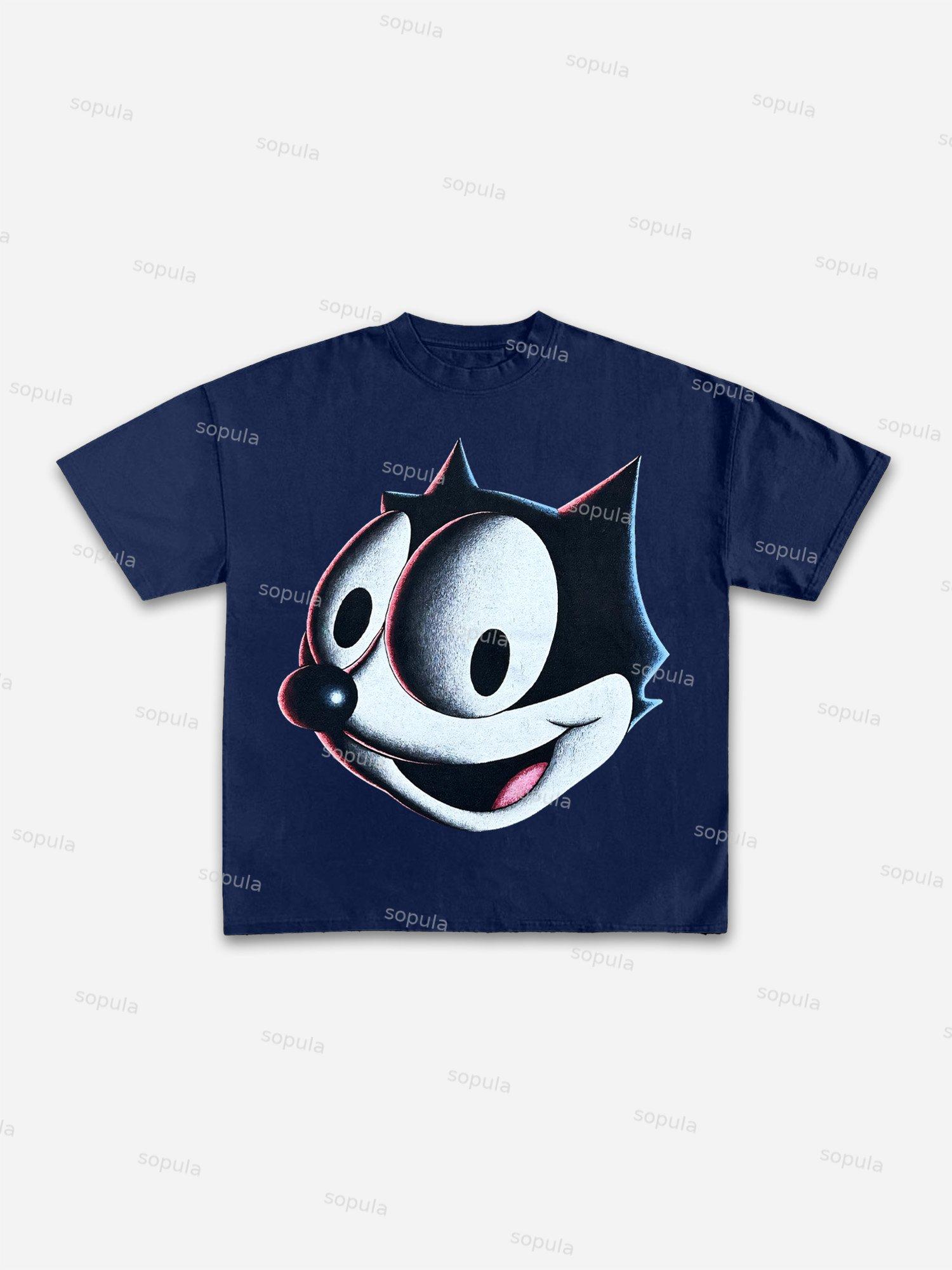 Felix The Cat Cartoon Graphic Print Cotton T-shirt Product Image