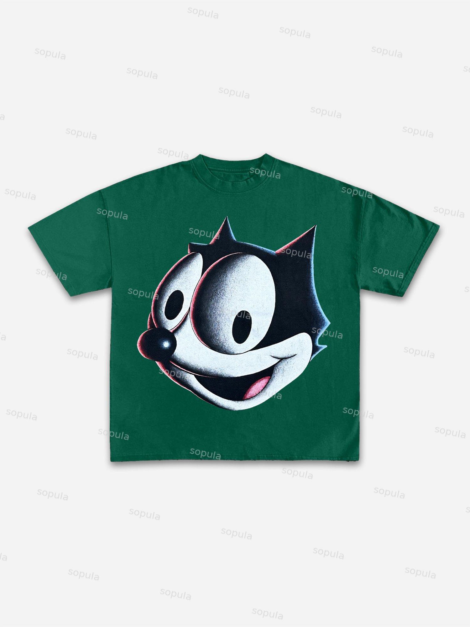Felix The Cat Cartoon Graphic Print Cotton T-shirt Product Image