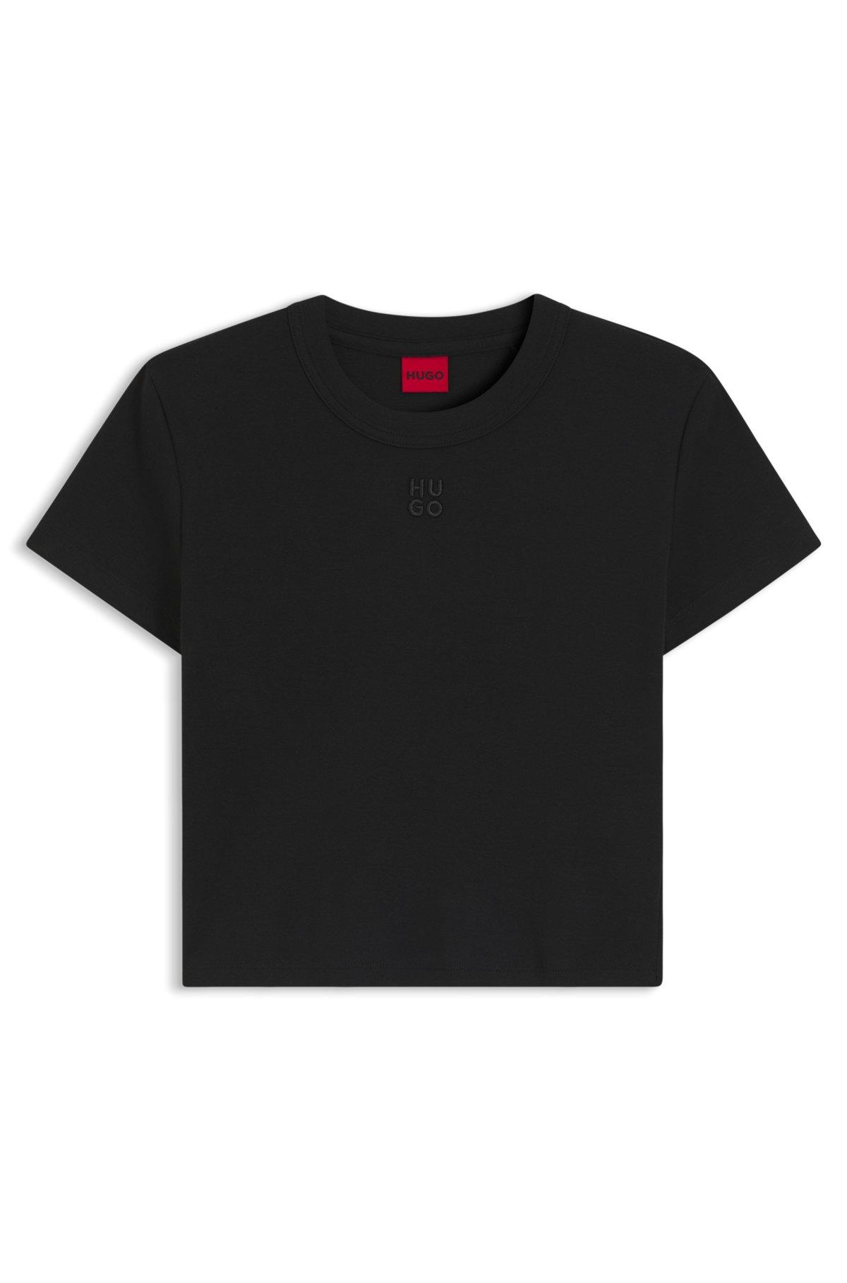 Stacked-logo cropped slim-fit T-shirt in a cotton blend Product Image