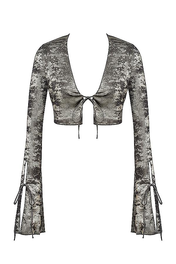 Giulia  pewter shimmer velvet satin top Product Image