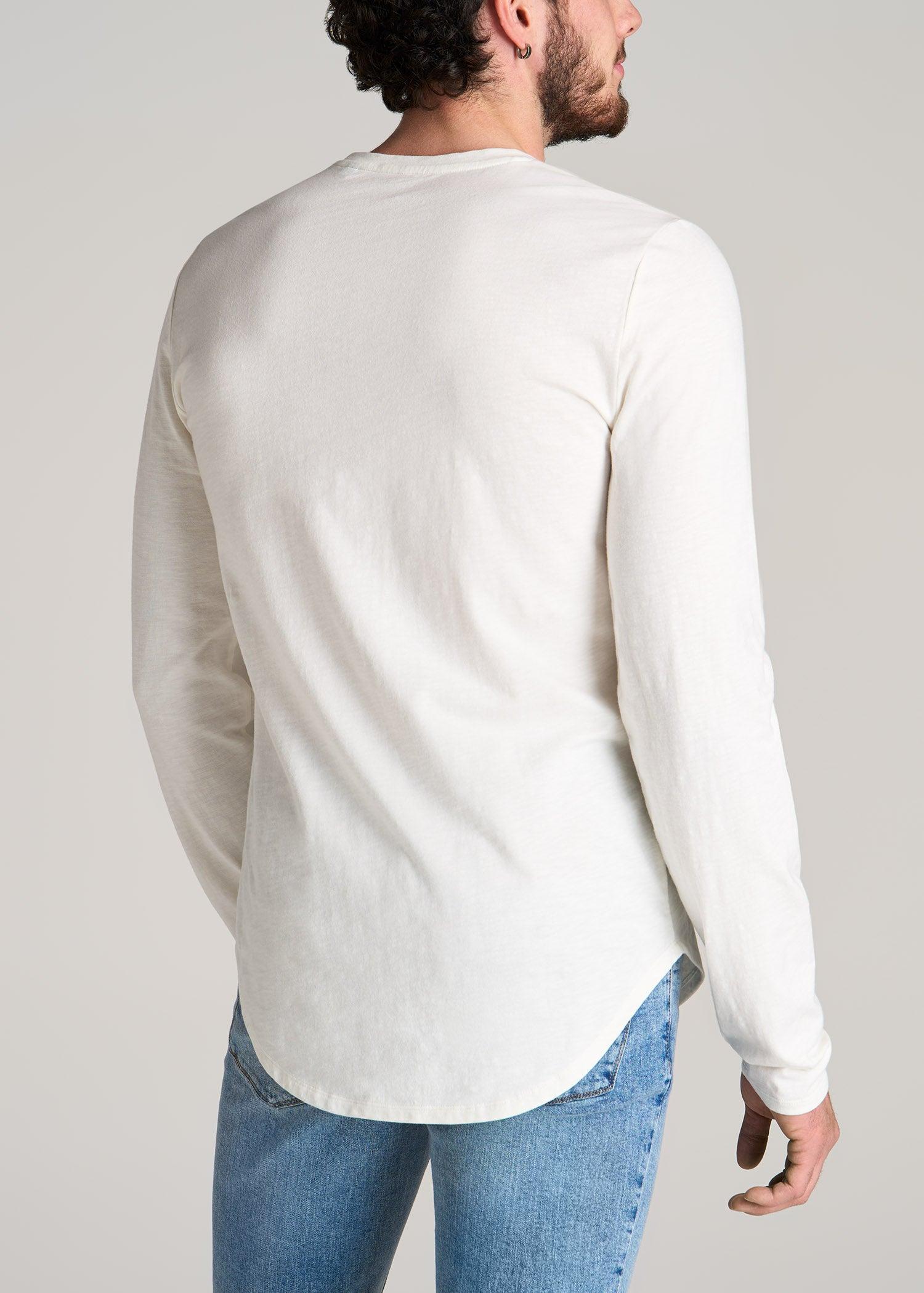 Slub Long Sleeve Scoop Tee for Tall Men in Ecru Male Product Image