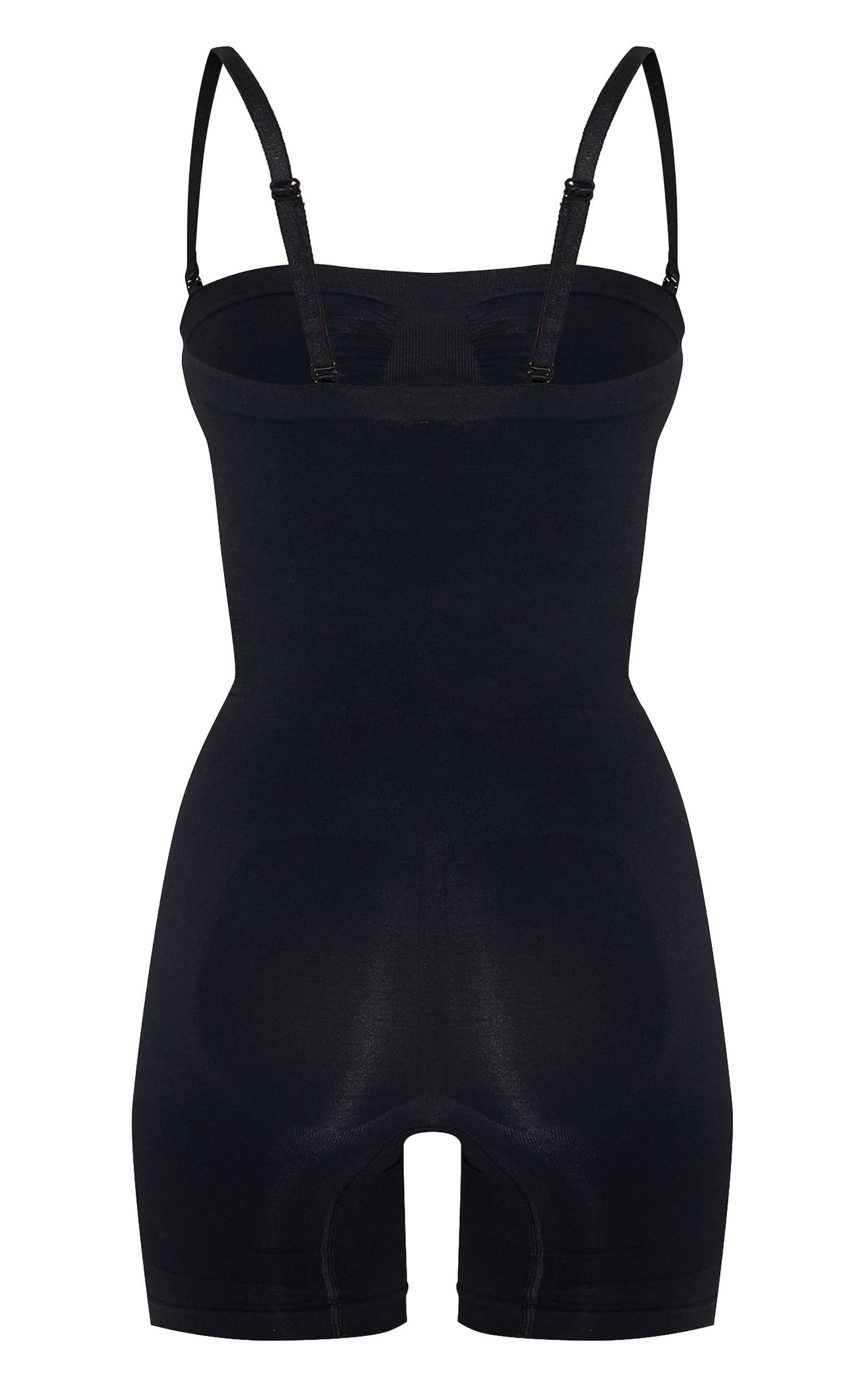 Black Bandeau Removable Strap Shapewear Bodysuit Product Image