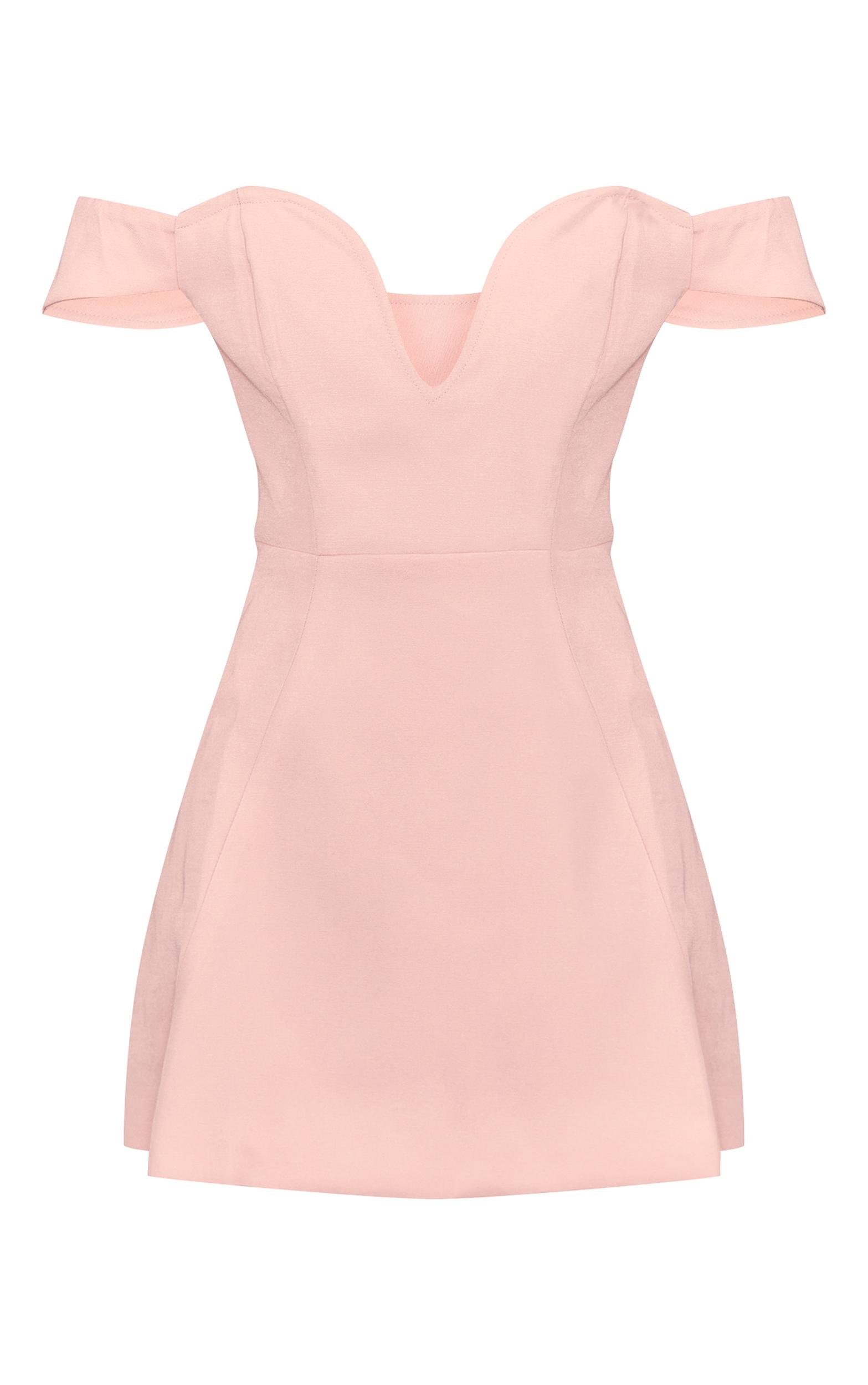 Premium Pale Rose Wired Bardot Shift Dress Product Image