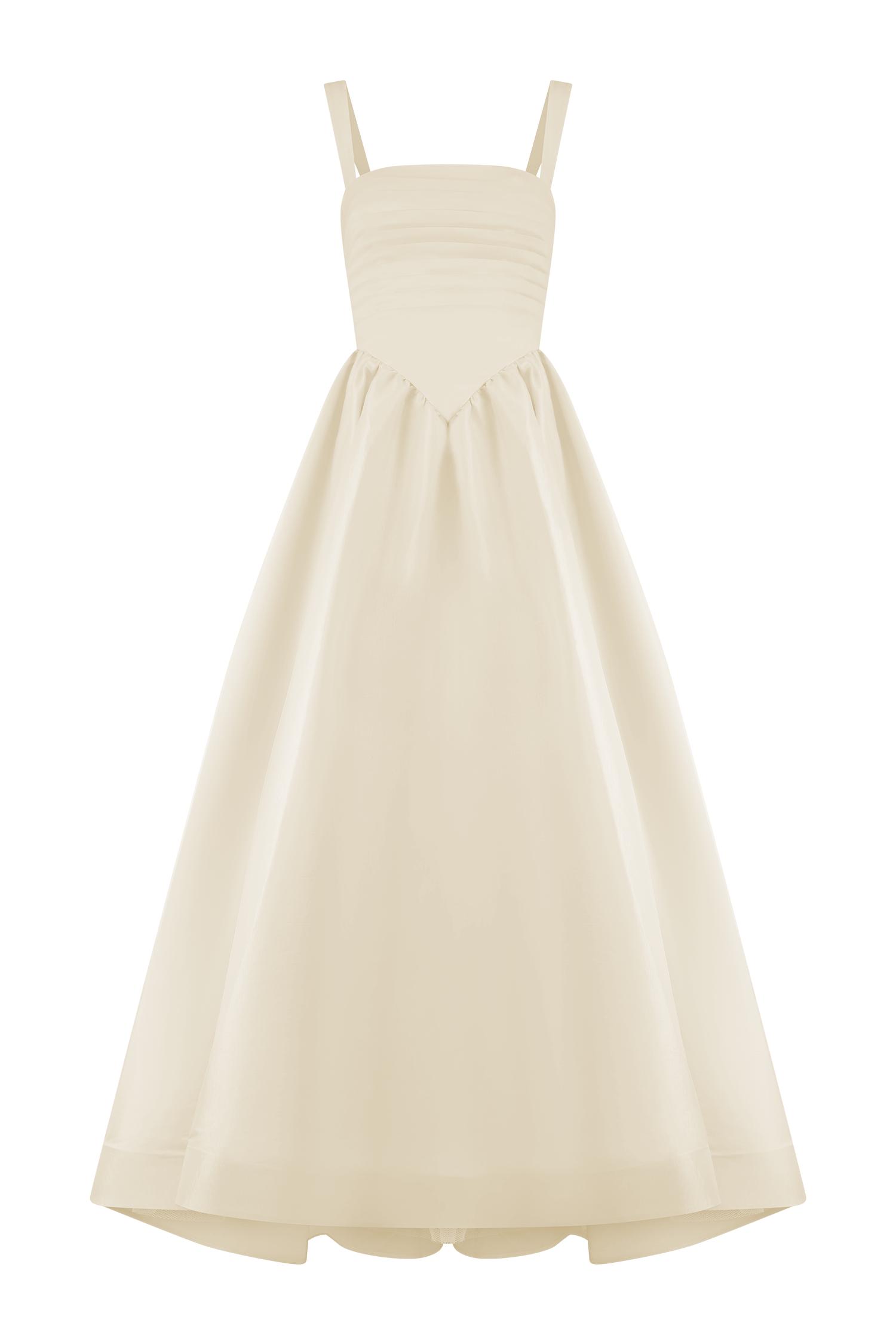 Carla Ruched Gown - Cream Ivory Product Image