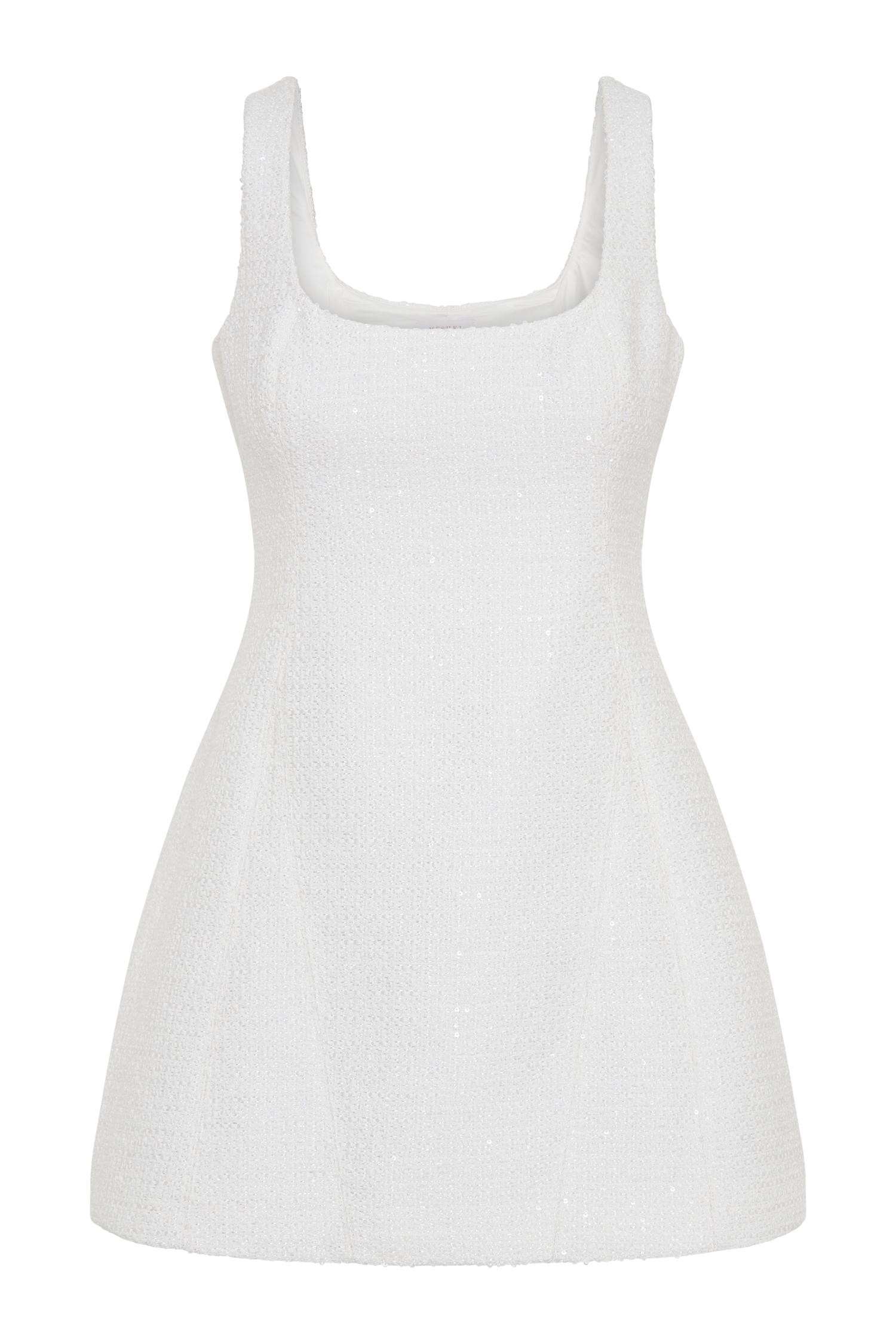 Beth Tweed Mini Dress - White Product Image