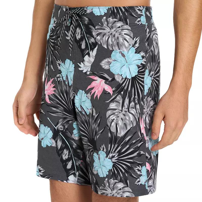 Men's Hurley 9.5" Printed Elastic Waist Boardshorts, Size: XL, Dark Grey Grey Product Image