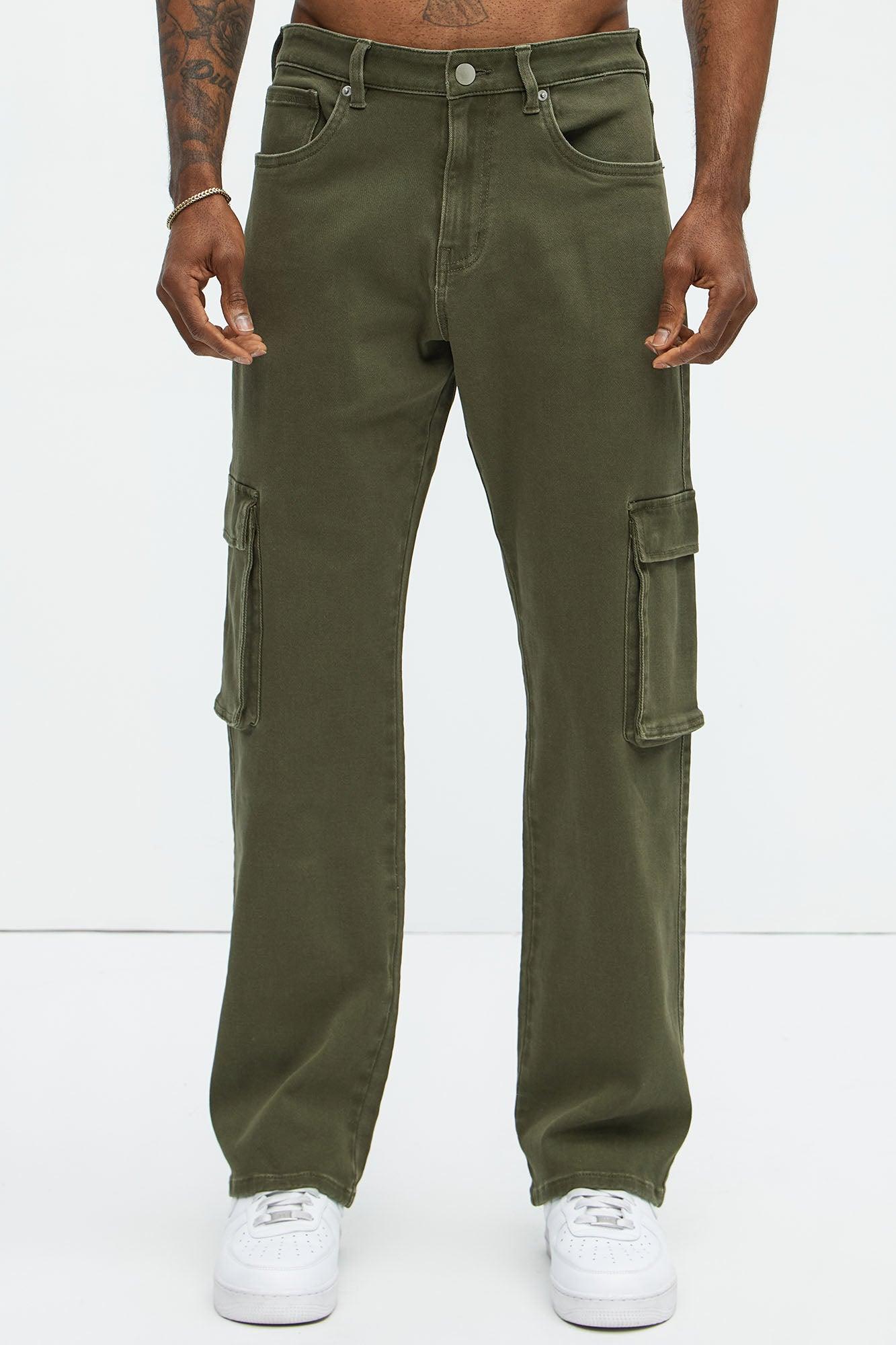 Classic Straight Cargo Jeans - Olive Product Image