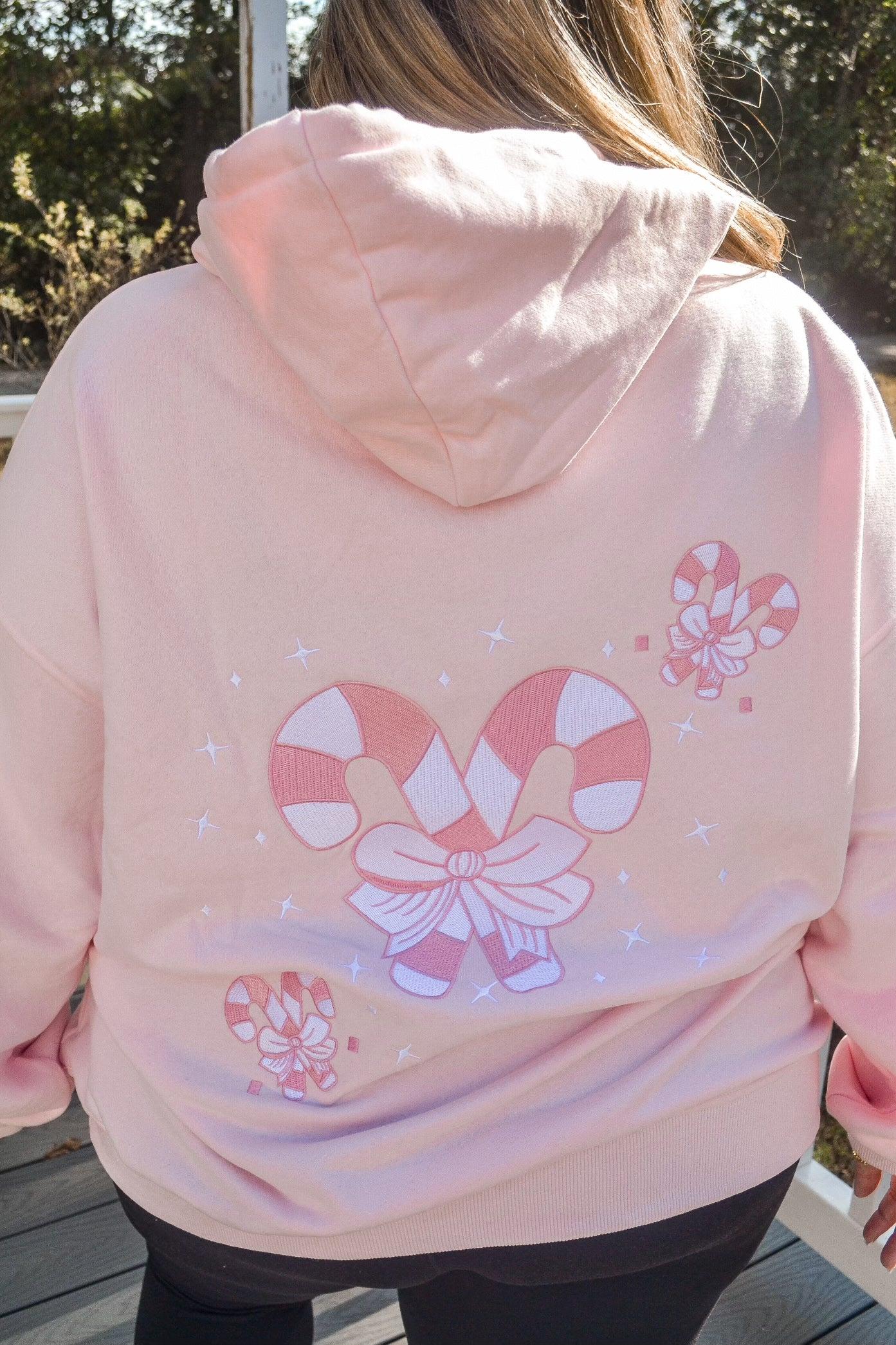 Light Pink Candy Cane Wonderland Hoodie Product Image