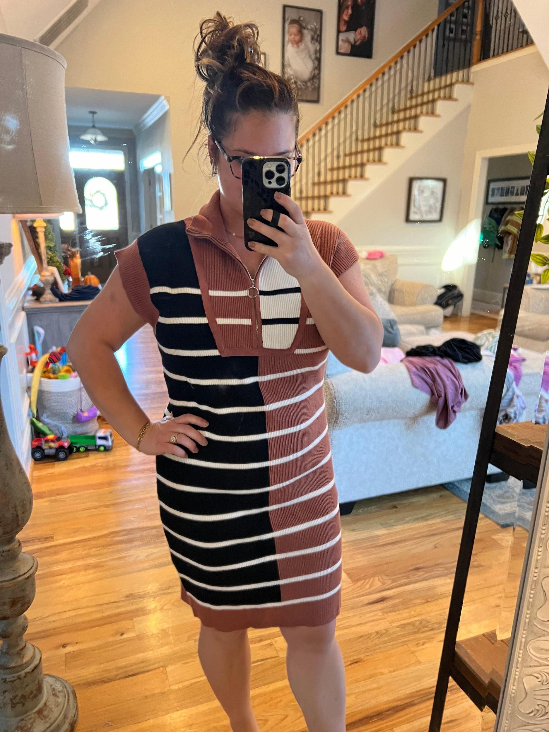 Color Block Quarter Zip Dress Product Image
