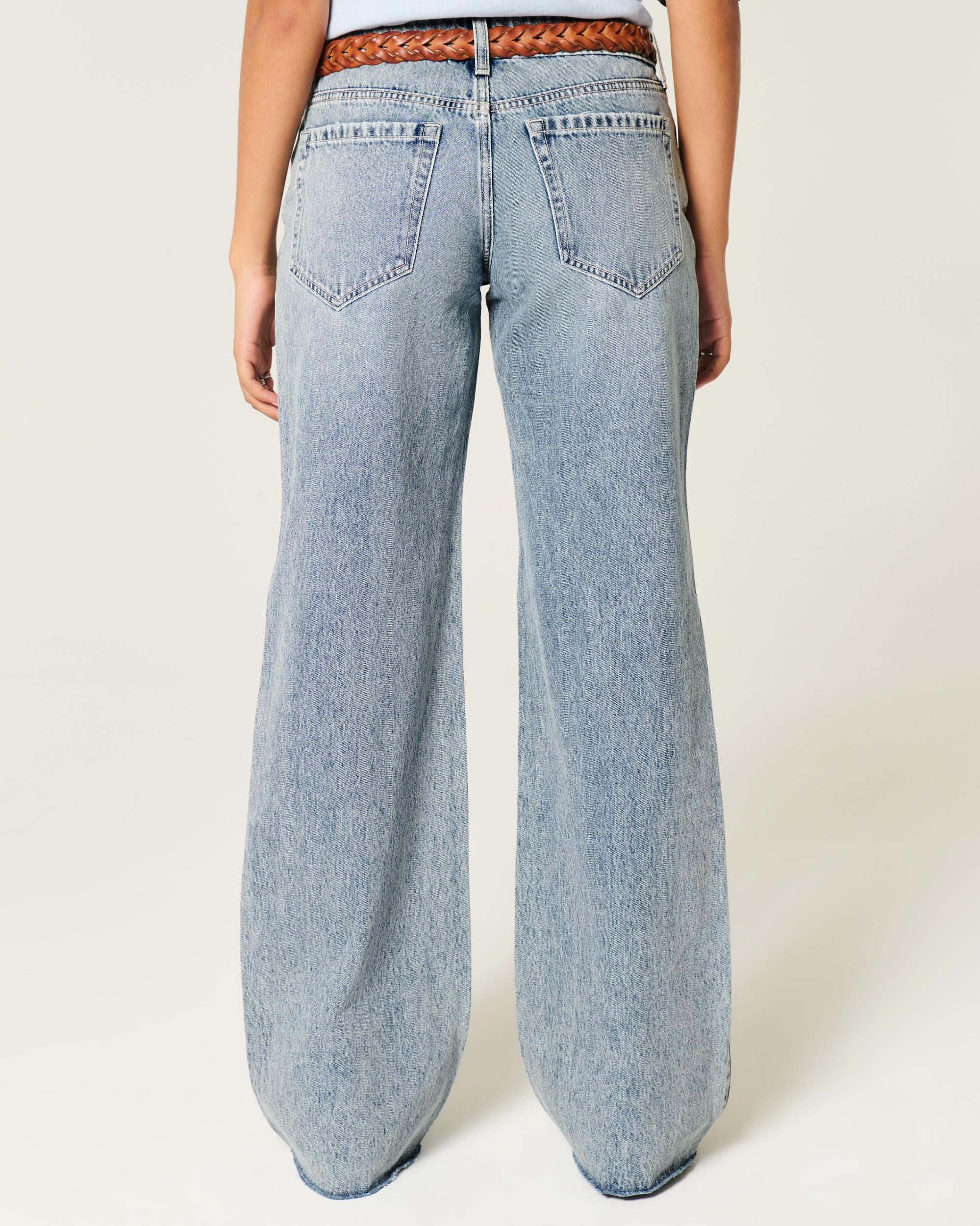 Low-Rise Ripped Light Wash Baggy Jeans Product Image