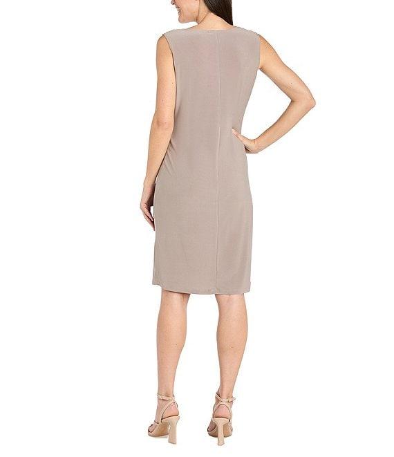 R & M Richards Crew Neck 3/4 Sleeve Embroidered Sequin 2-Piece Jacket Dress Product Image