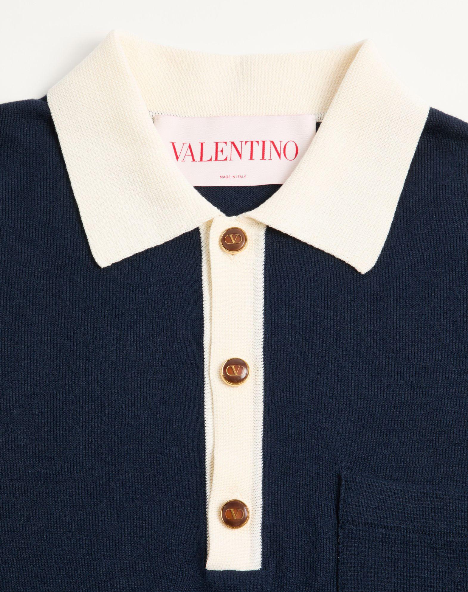 Long-Sleeved Cotton Polo Shirt Product Image