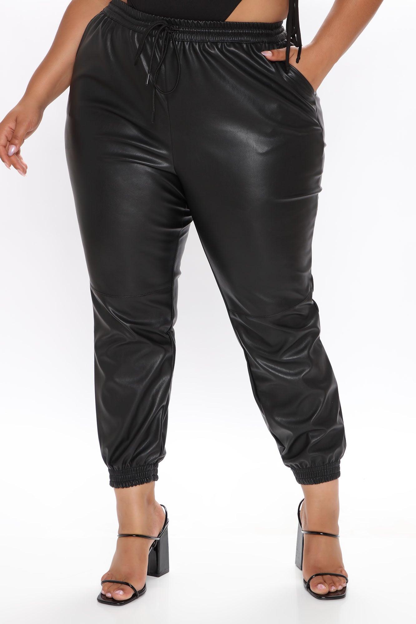 Everybody Looking Faux Leather Joggers - Black Product Image