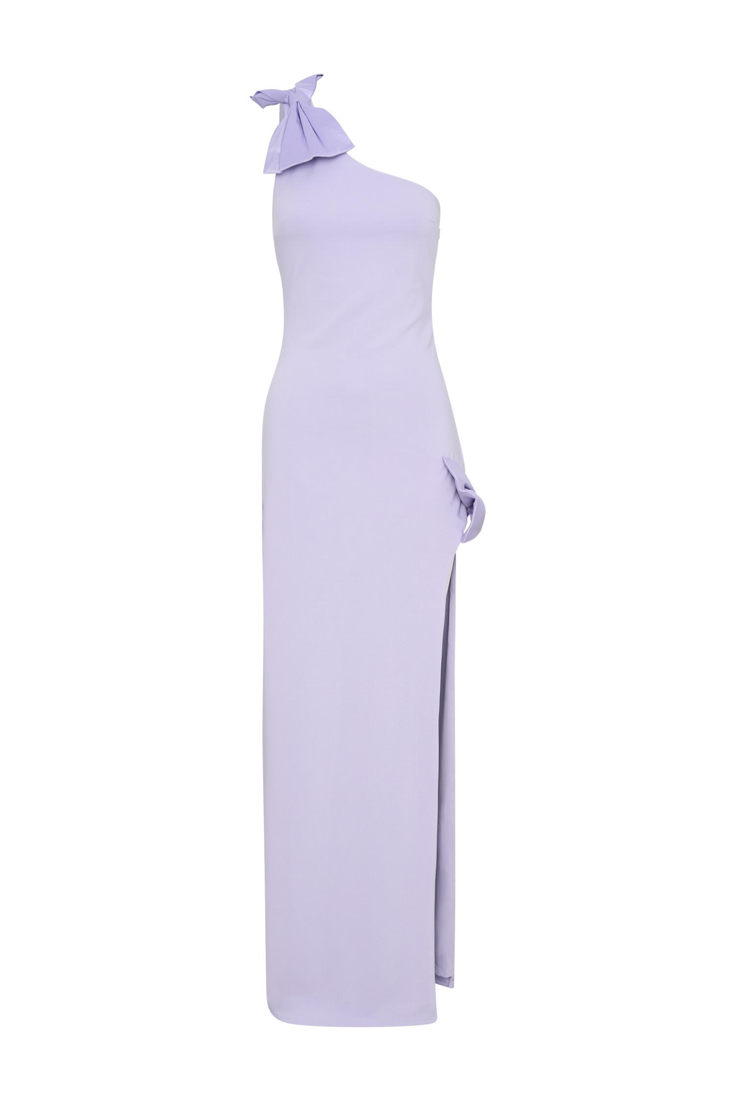 Hallie One Shoulder Bow Maxi Dress - Lilac Product Image