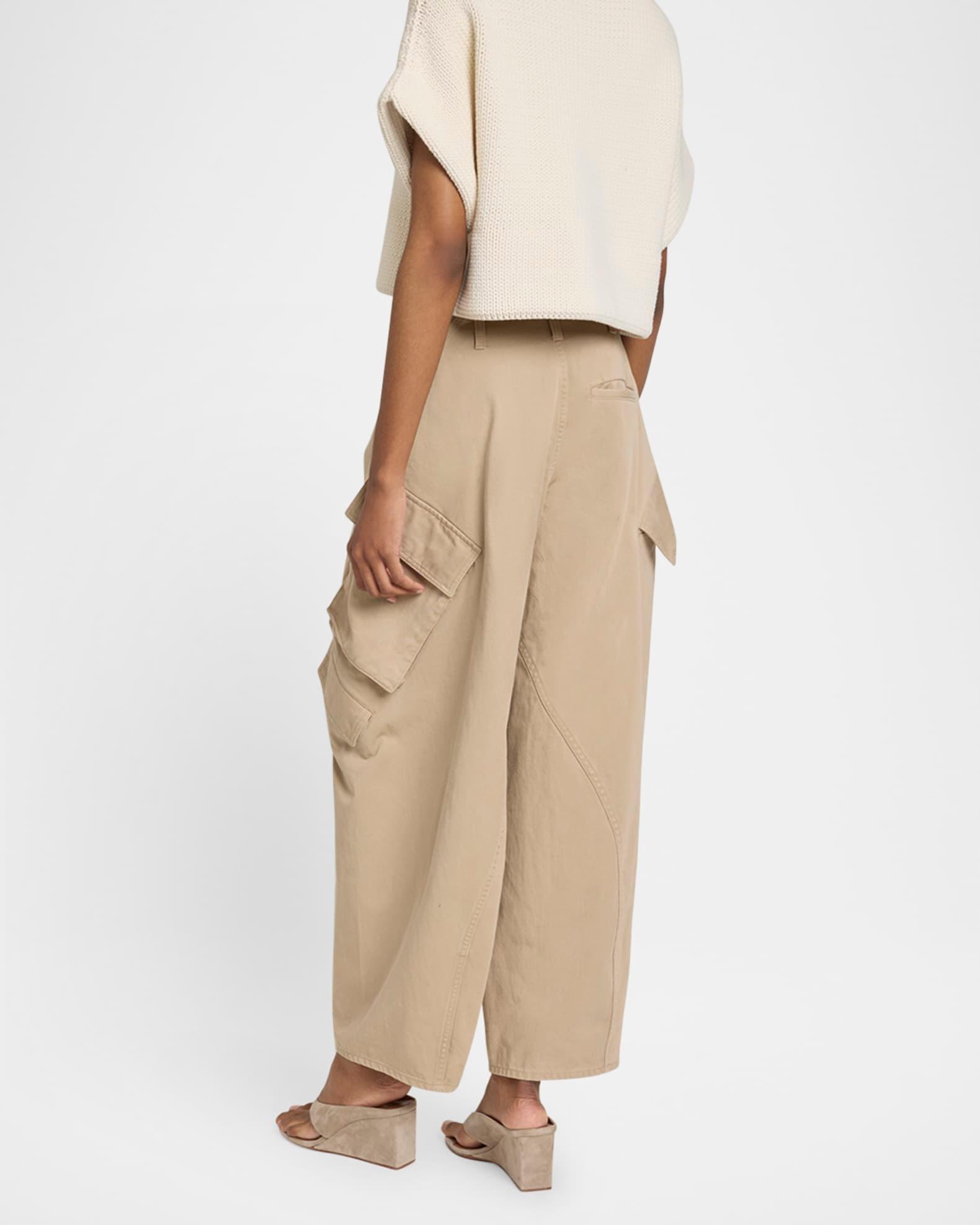 Mid-Rise Washed Chino Barrel-Leg Cargo Trousers Product Image