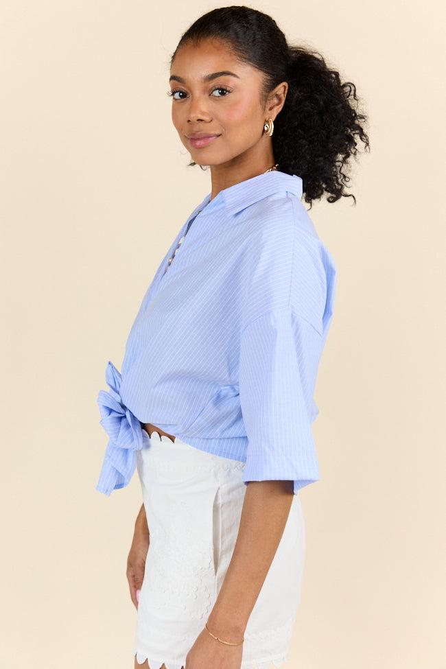 Best Dressed Blue Tie Woven Top FINAL SALE Product Image