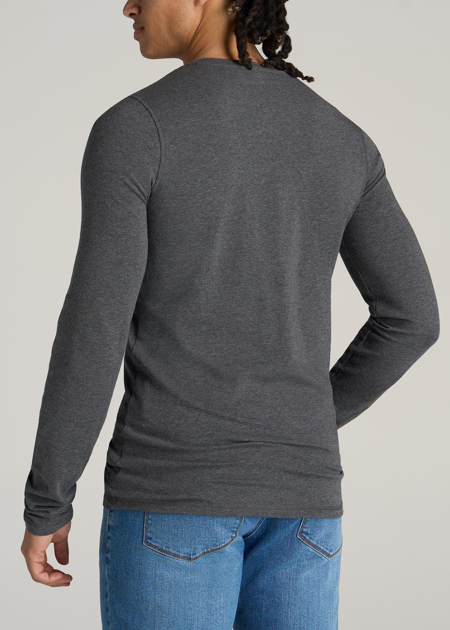 The Essential SLIM-FIT Long Sleeve Tee for Tall Men in Charcoal Mix Male Product Image
