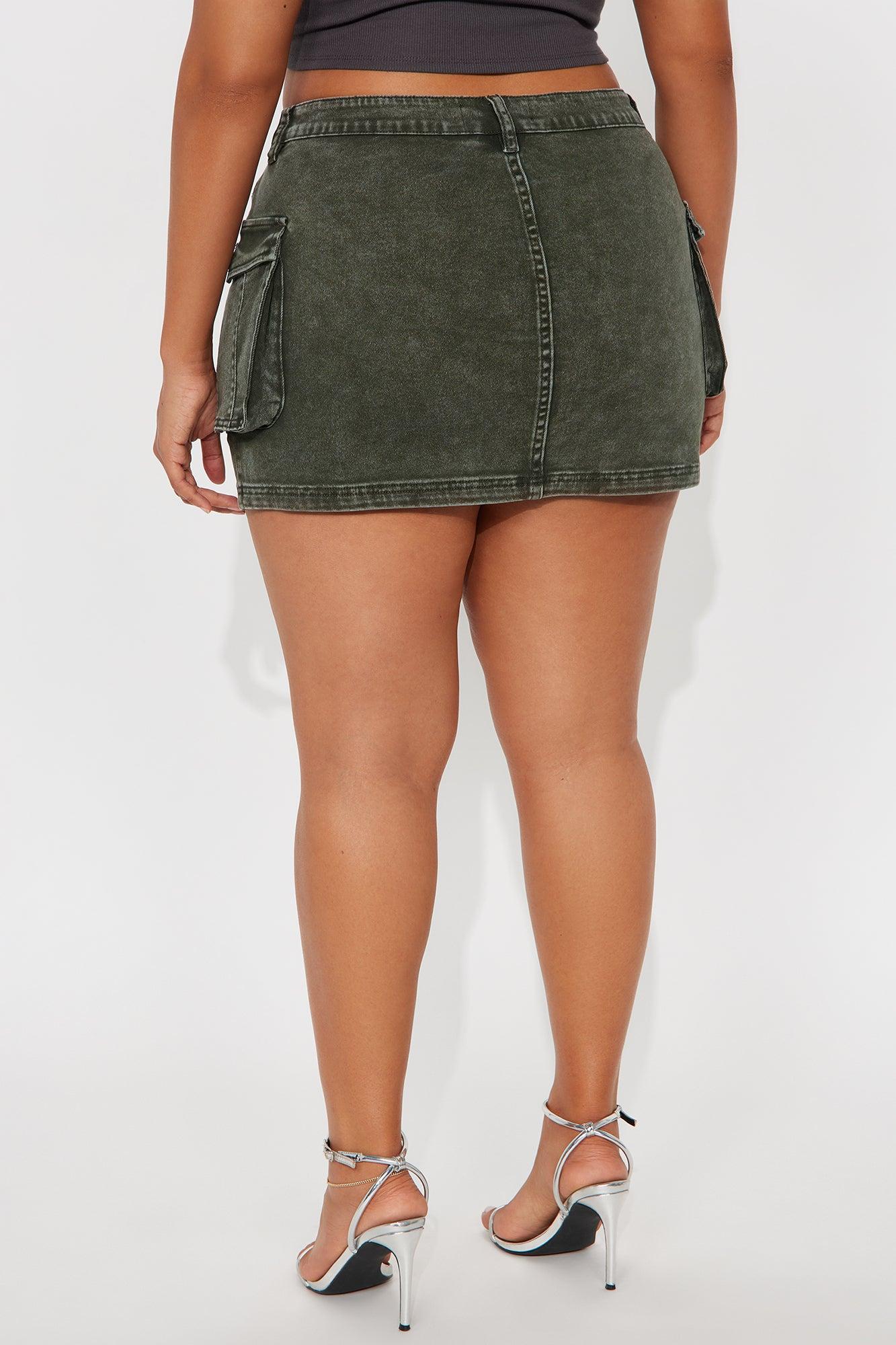 Davi Vintage Wash Denim Mini Skirt - Olive Female Product Image