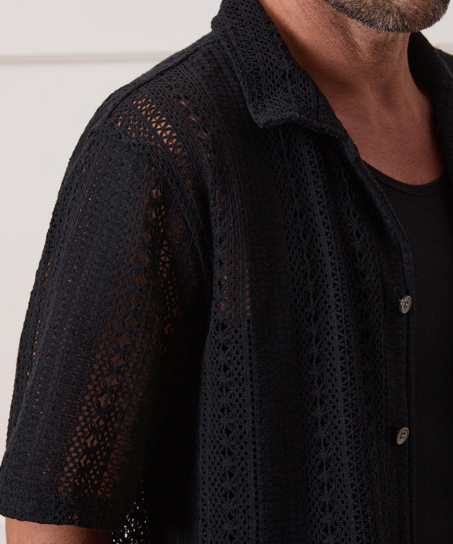 Relaxed Open-Knit Embroidered Cabana Polo Product Image