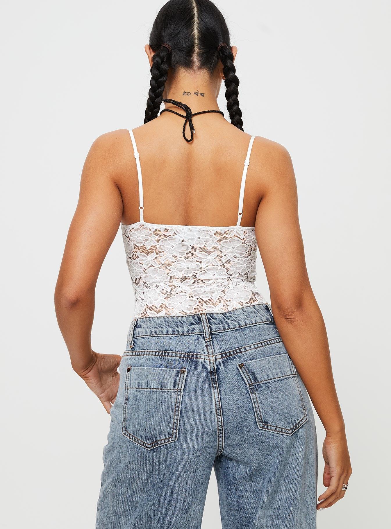 Pennard Lace Bodysuit White Product Image