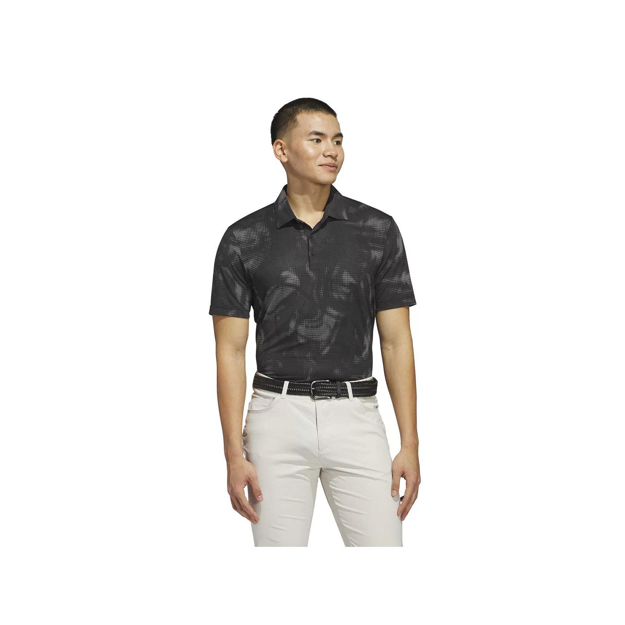 Men's adidas Ultimate365 Printed Mesh Golf Polo Shirt, Size: Medium, Black Product Image