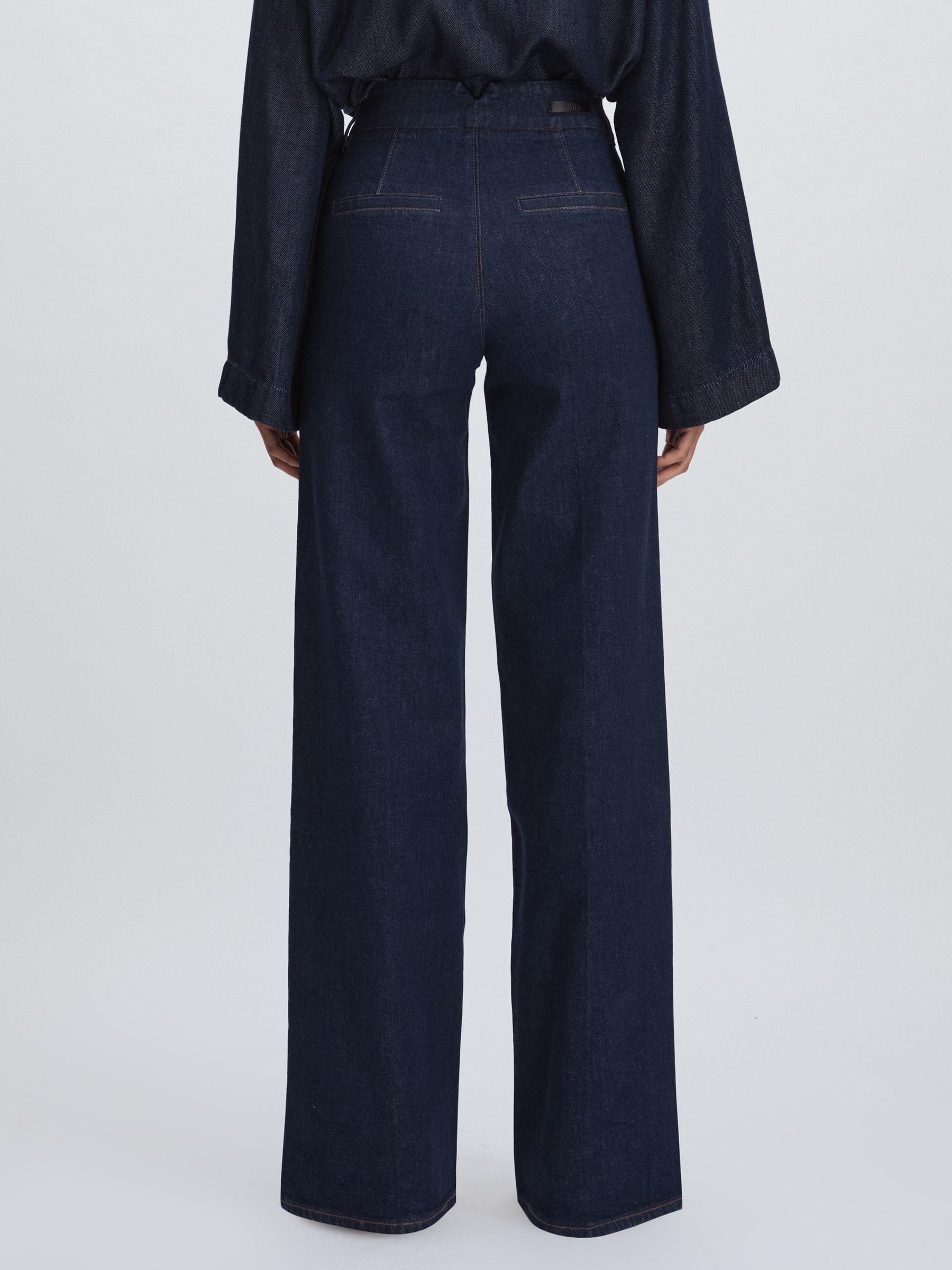 Paige High Rise Wide Leg Jeans in Edinburgh Dark Blue Product Image