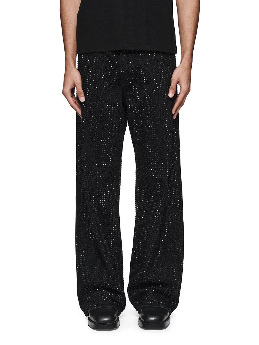 Mens Crystal-Embellished Wide-Leg Pants Product Image