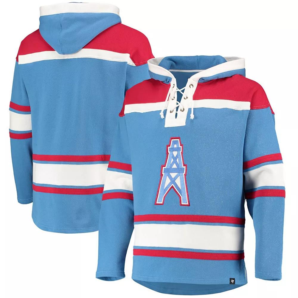 Mens 47 Powder Blue/Red Houston Oilers Lacer V-Neck Pullover Hoodie Product Image