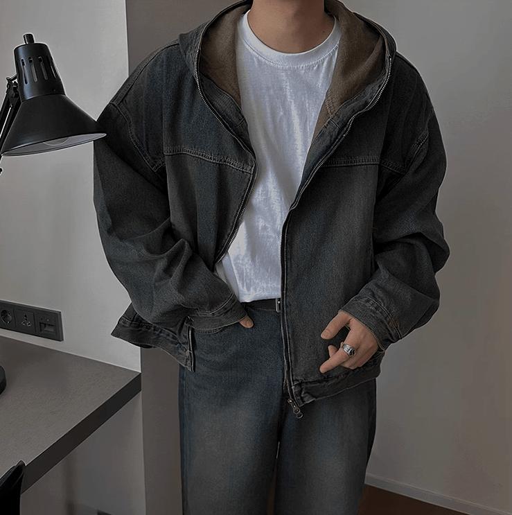 RT No. 11032 INDIGO BLUE DENIM HOODED JK & STRAIGHT PANTS Product Image