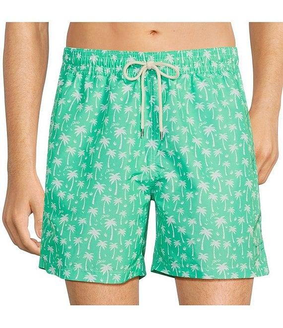 Polo Ralph Lauren Traveler Classic Palm Tree Motif Print 5.75 Inseam Swim Trunks Product Image
