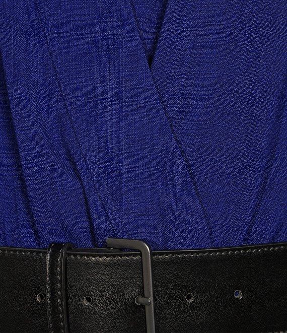 Calvin Klein Short Sleeve V-Neck Belted Midi Shirt Dress Product Image