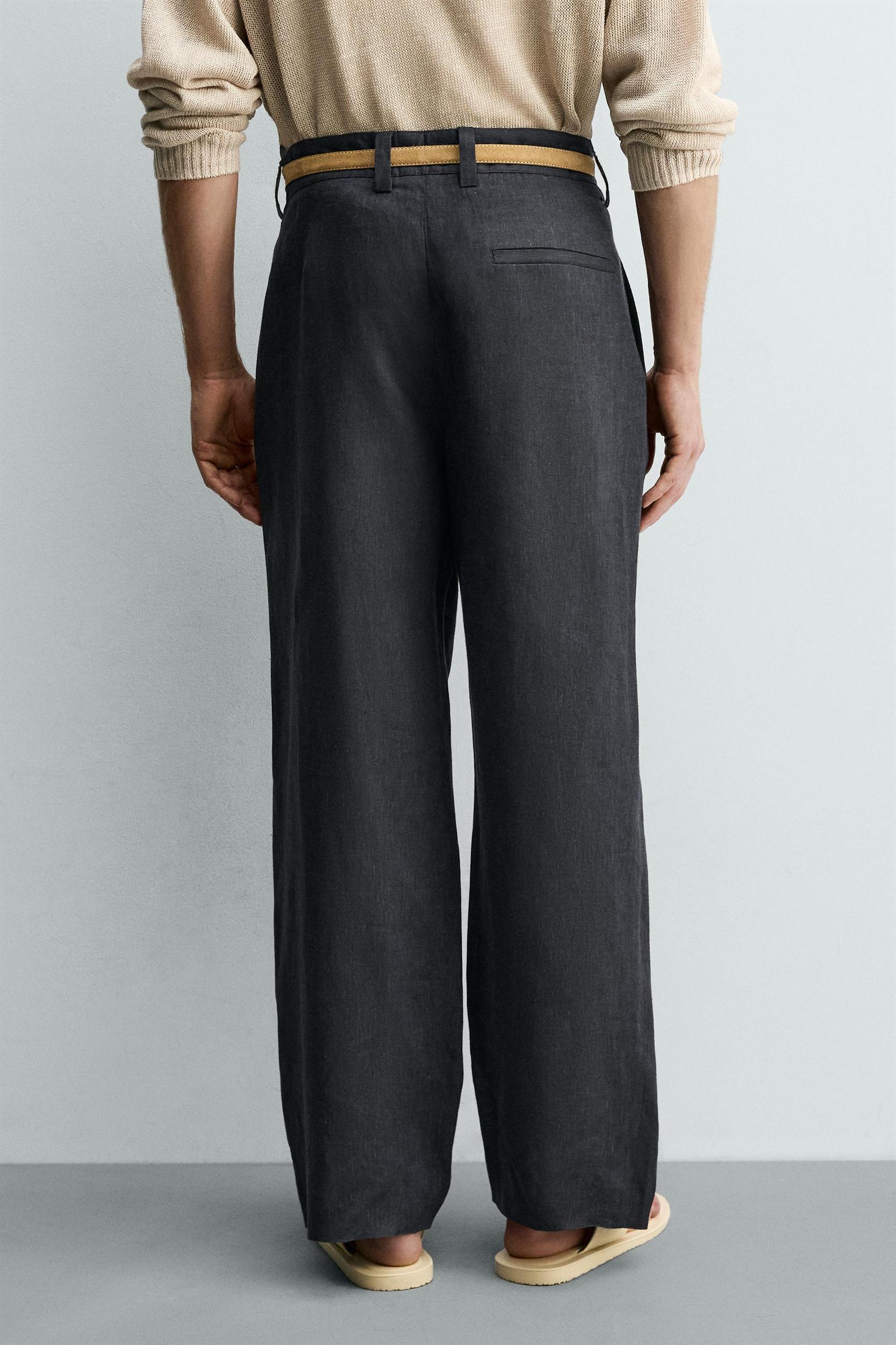 100% LINEN PLEATED PANTS Product Image