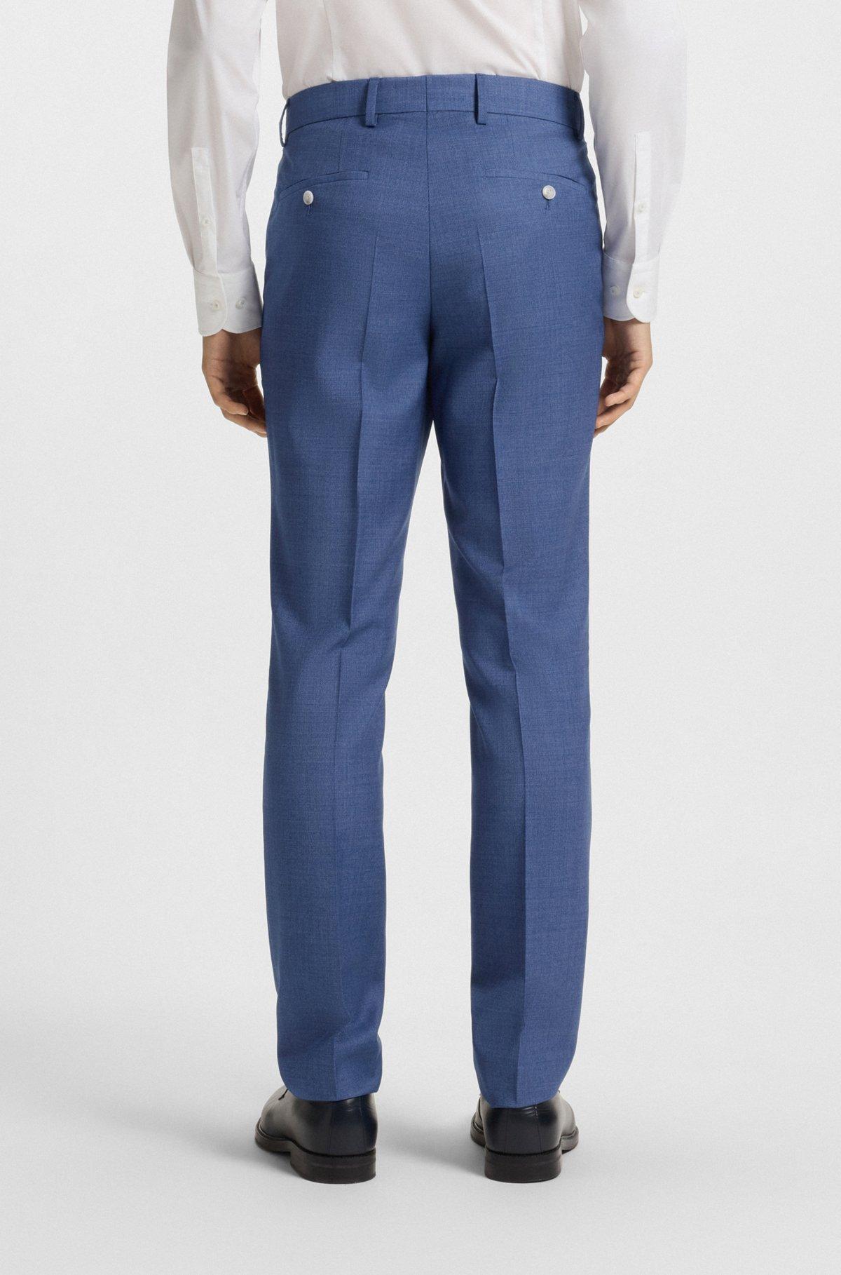 BOSS - Slim-fit suit in micro-patterned wool - Blue Product Image